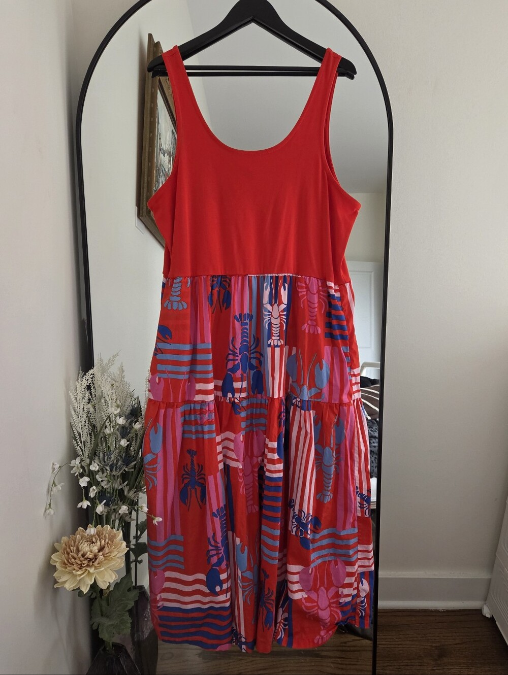 J. Crew Lobster Print Tiered Maxi Dress With Pockets!